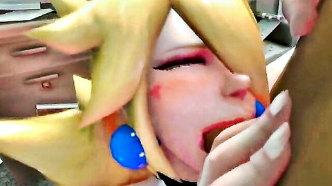 Princess Peach blowjob close-up in Mario hentai style