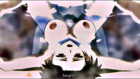 Busty hentai girl with huge tits and spread shaved pussy in upside-down ecstasy pose