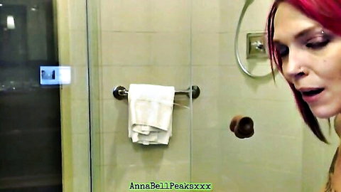 Anna Bell Peaks tattooed redhead MILF in steamy shower