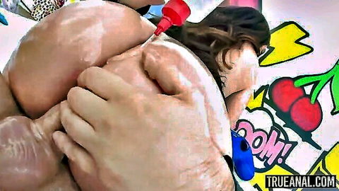 Gia Paige big white ass spread wide for anal pumping closeup