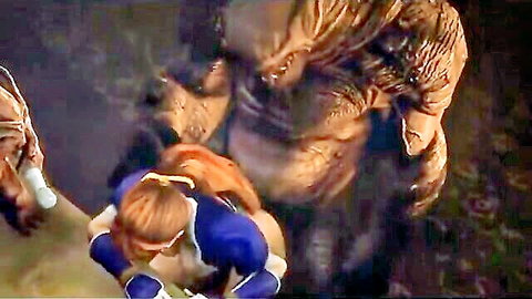 3D scaly monster claws groping busty redhead cheerleader in tight blue leotard fantasy hentai