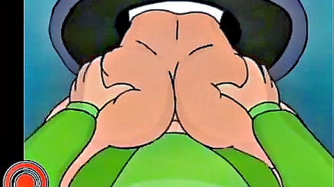 Futurama Leela's purple ass spread wide in green outfit, explicit anal view