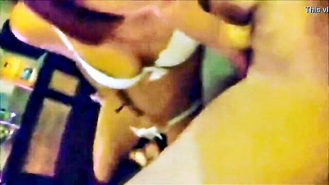 Redhead cheating girlfriend in white lingerie gets massive cumshot POV