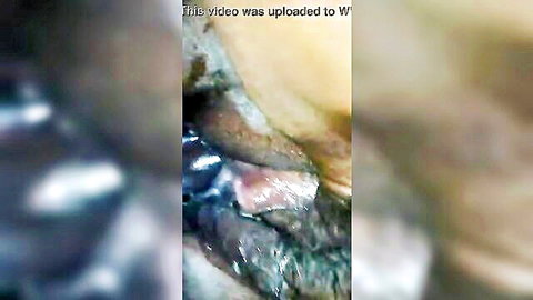 Blurry close-up of creamy wet pussy dripping cum after fucking
