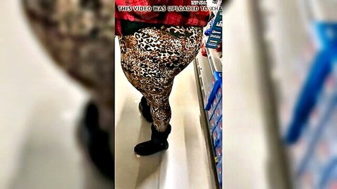 SSBBW Megabooty wobbling huge ass in tight leopard leggings preview