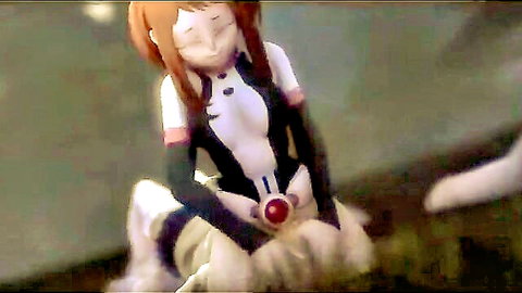 My Hero Academia hentai: anime girl in tight white suit straddling in explicit drawing