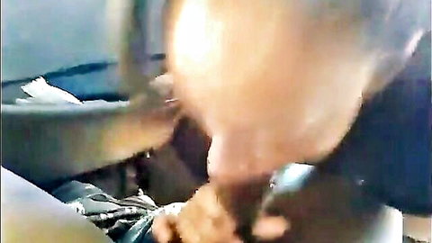 Blonde coworker sucking cock in car during lunch break blowjob
