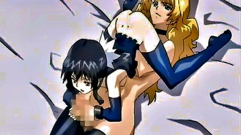 Space Pirate Sara in anime lesbian scene with blonde, stockings and lingerie