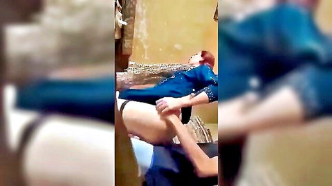 Ghada Kalmani fingered in blue dress, legs spread on couch