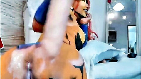 Natashaa Halloween cosplay Latin chick giant toy creamy anal