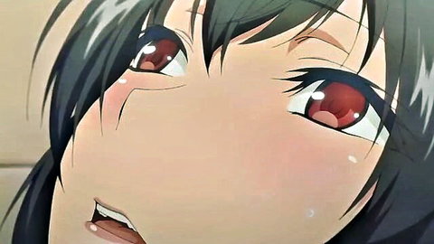 Anime girl with black hair and red eyes in ecstatic blush from Kimi Omou Koi Ep 1