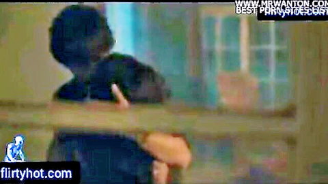 Indian maid in black top bent over for rear penetration by man