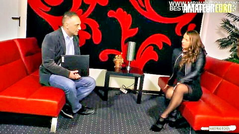 Sexy Susi busty Polish MILF in leather dress with lover interview