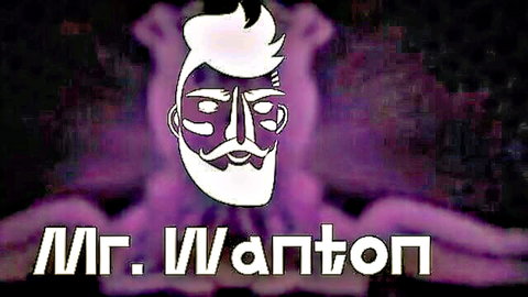 Stylized white bearded man face logo titled Mr. Wanton on purple background