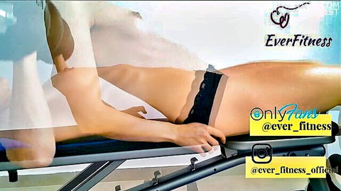 Flex topless muscle tease workout, hot fitness girl flexing chest