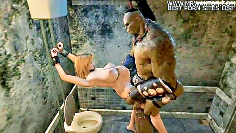 Busty blonde woman bound and fucked hard by ugly tribal monster in 3D porn