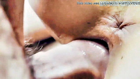 Extreme close-up doggystyle vaginal creampie penetration