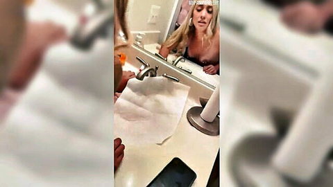 Blonde wife bent over sink taking dick in amateur bathroom sex