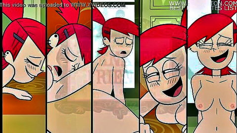 Cartoon redhead Frankie Foster parody fucked hard in tight pussy, huge tits bouncing, ecstatic orgasm faces