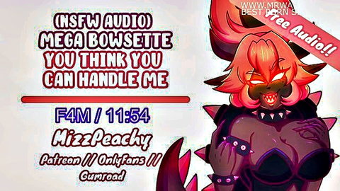 Sexy Bowsette in spiked leather outfit, teasing challenge pose, big tits and curves