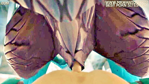 Feral dragon with huge cock penetrating human woman's pussy from behind in ice cave
