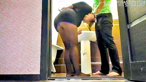 Huge ass mom in black dress and stockings bends over for son anal