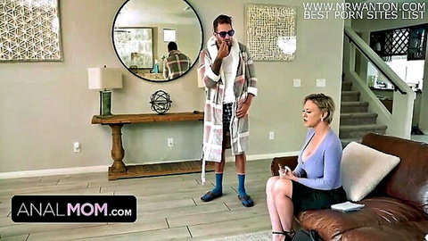 Slutty MILF in skirt teases hippie dude in robe for big ass anal pounding