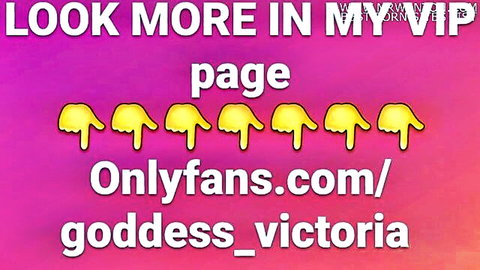 OnlyFans promo banner for goddess victoria VIP page with yellow pointing fingers