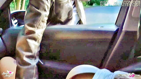 Anni Angel in public car double blowjob with German teen girls