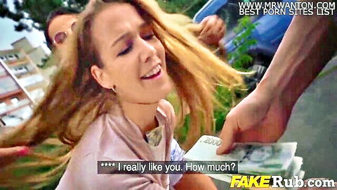 Alexis Crystal and Lexi Dona picked up for cash outdoors
