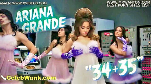Ariana Grande lookalikes in sexy pink feathery dresses and gloves