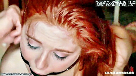 Bound redhead stepsister gagged in submissive anal scene with Bill Bailey