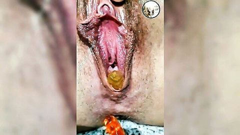 Jayde pushes sweets out of her meaty wet pussy closeup