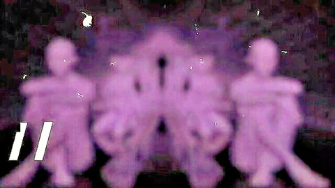 Mysterious purple ghostly silhouettes of Bolivianamimi in abstract erotic scene