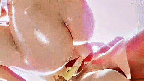3D hentai big shiny ass spread exposing pink anus and wet pussy with yellow thong aside