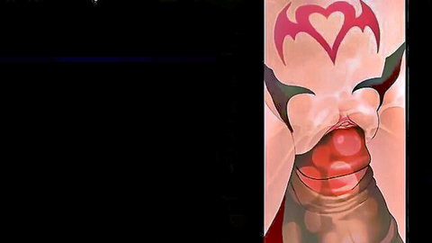 Bat-winged pink monster girl exposes massive tits and glossy wet pussy in hentai art