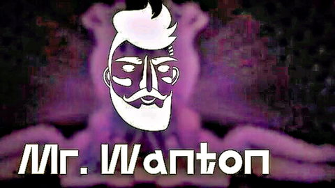 Mr. Wanton stylized bearded man logo on glitchy purple background