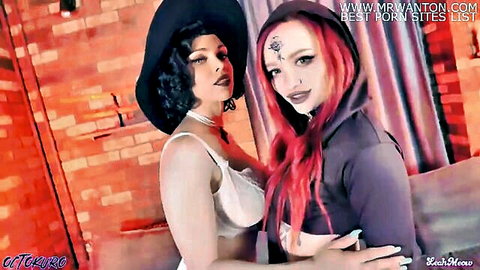 Resident Evil cosplay lesbians embracing in lingerie and hoodie
