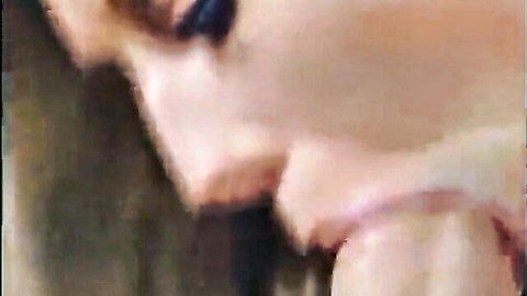 Eve Lawrence closeup blowjob and swallow in profile view