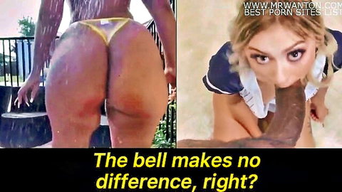 Wet ebony babe twerks massive ass in thong by pool while schoolgirl sucks huge BBC