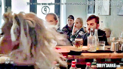 Dirty Sarah anal surprise with blonde in bar group scene
