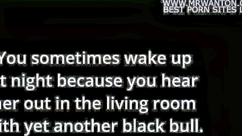 Cuckold meme text of wife fucking another black bull in living room at night