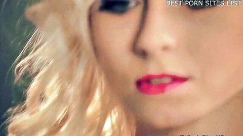 Blonde woman close-up in CFNM blowjob scene with big cum energy