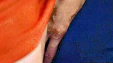 Small-breasted lesbians in orange and blue tops intimately licking wet pussies
