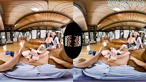 VR stepmom blonde gives big ass in taboo threesome anal
