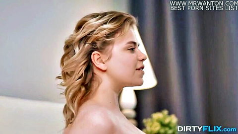 Bella Breeze big-titted nubile topless in morning love scene