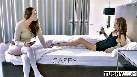 Rebel and Casey in seductive Tushy bedroom tease, naughty teen domination preview