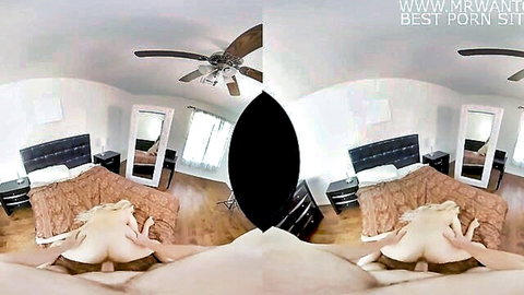 Busty blonde Sophia Lux rides cock in VR sorority house fuck