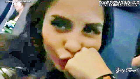 Brunette woman touching herself discreetly on 11-hour flight with strangers