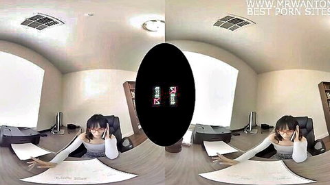 Isabella Nice as Latina tutor in glasses, VRHush office scene